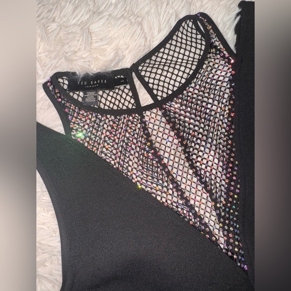 NWOT Ted Baker London Tasmmin Shift Sleeveless Black mini Dress sz 1 US 2 - Picture 6 of 9